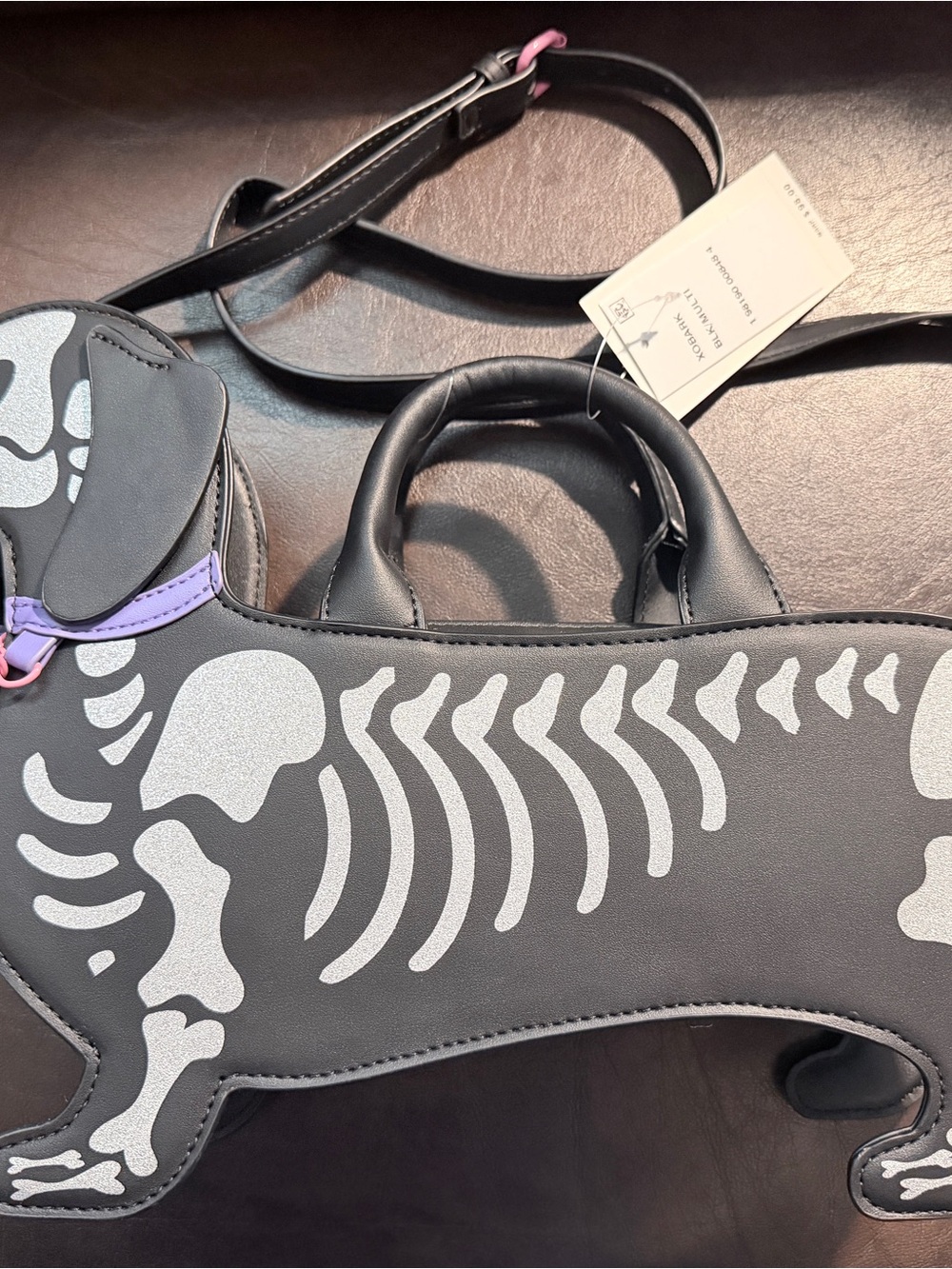 Betsy Johnson Black Dachshund Skeleton Crossbody Bag - Women